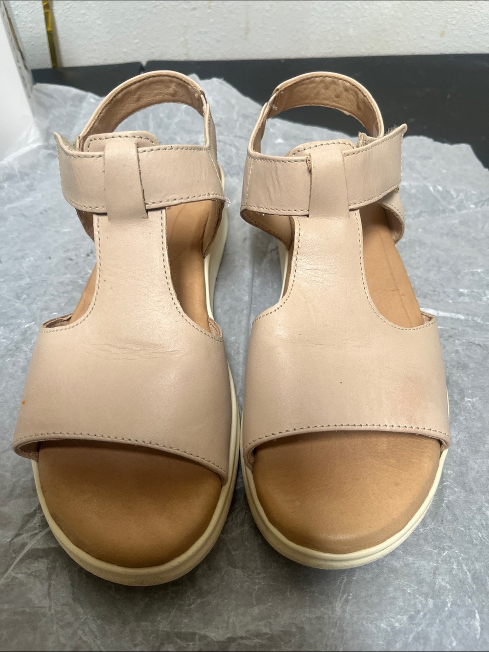 Flexi Beige T-Strap Comfort Sandals